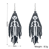 Maxbell Beaded Earrings Halloween Theme for Women Girls Beaded Long Tassel Party Black Skeleton
