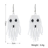 Maxbell Beaded Earrings Halloween Theme for Women Girls Beaded Long Tassel Party Ghost