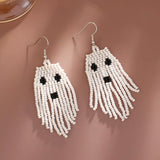Maxbell Beaded Earrings Halloween Theme for Women Girls Beaded Long Tassel Party Ghost