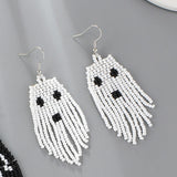 Maxbell Beaded Earrings Halloween Theme for Women Girls Beaded Long Tassel Party Ghost