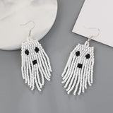 Maxbell Beaded Earrings Halloween Theme for Women Girls Beaded Long Tassel Party Ghost