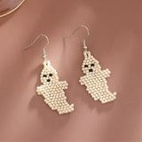 Maxbell Beaded Earrings Halloween Theme for Women Girls Beaded Long Tassel Party Little Ghost