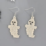 Maxbell Beaded Earrings Halloween Theme for Women Girls Beaded Long Tassel Party Little Ghost