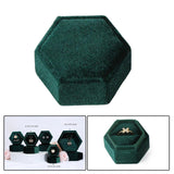 Maxbell Hexagonal Corduroy Ring Box Holder Case Display Velet Box for Proposal Girls Green