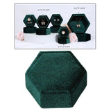 Maxbell Hexagonal Corduroy Ring Box Holder Case Display Velet Box for Proposal Girls Green