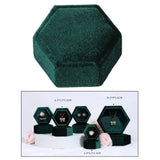 Maxbell Hexagonal Corduroy Ring Box Holder Case Display Velet Box for Proposal Girls Green