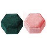 Maxbell Hexagonal Corduroy Ring Box Holder Case Display Velet Box for Proposal Girls Green