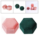 Maxbell Hexagonal Corduroy Ring Box Holder Case Display Velet Box for Proposal Girls Green