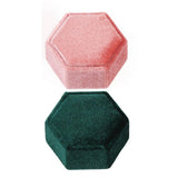Maxbell Hexagonal Corduroy Ring Box Holder Case Display Velet Box for Proposal Girls Green