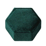 Maxbell Hexagonal Corduroy Ring Box Holder Case Display Velet Box for Proposal Girls Green