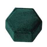 Maxbell Hexagonal Corduroy Ring Box Holder Case Display Velet Box for Proposal Girls Green