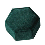 Maxbell Hexagonal Corduroy Ring Box Holder Case Display Velet Box for Proposal Girls Green