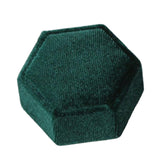 Maxbell Hexagonal Corduroy Ring Box Holder Case Display Velet Box for Proposal Girls Green