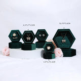Maxbell Hexagonal Corduroy Ring Box Holder Case Display Velet Box for Proposal Girls Green