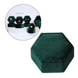 Maxbell Hexagonal Corduroy Ring Box Holder Case Display Velet Box for Proposal Girls Green