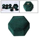 Maxbell Hexagonal Corduroy Ring Box Holder Case Display Velet Box for Proposal Girls Green
