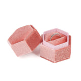 Maxbell Hexagonal Corduroy Ring Box Holder Case Display Velet Box for Proposal Girls Pink