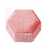 Maxbell Hexagonal Corduroy Ring Box Holder Case Display Velet Box for Proposal Girls Pink