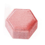 Maxbell Hexagonal Corduroy Ring Box Holder Case Display Velet Box for Proposal Girls Pink