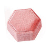 Maxbell Hexagonal Corduroy Ring Box Holder Case Display Velet Box for Proposal Girls Pink