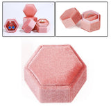 Maxbell Hexagonal Corduroy Ring Box Holder Case Display Velet Box for Proposal Girls Pink