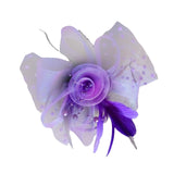 Maxbell women Flower Mesh Feathers Hair Clip Headwear Headdress for Tea Party Purple