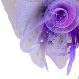 Maxbell women Flower Mesh Feathers Hair Clip Headwear Headdress for Tea Party Purple