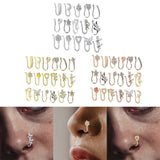 Maxbell 18 Pieces Fake Nose Rings U Shaped Nose Clip Body Jewelry Gifts Fashion Silver