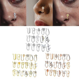 Maxbell 18 Pieces Fake Nose Rings U Shaped Nose Clip Body Jewelry Gifts Fashion Silver