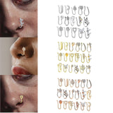 Maxbell 18 Pieces Fake Nose Rings U Shaped Nose Clip Body Jewelry Gifts Fashion Silver