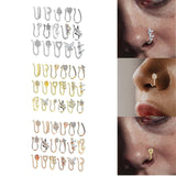 Maxbell 18 Pieces Fake Nose Rings U Shaped Nose Clip Body Jewelry Gifts Fashion Silver