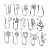 Maxbell 18 Pieces Fake Nose Rings U Shaped Nose Clip Body Jewelry Gifts Fashion Silver