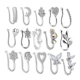 Maxbell 18 Pieces Fake Nose Rings U Shaped Nose Clip Body Jewelry Gifts Fashion Silver