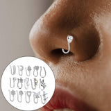 Maxbell 18 Pieces Fake Nose Rings U Shaped Nose Clip Body Jewelry Gifts Fashion Silver