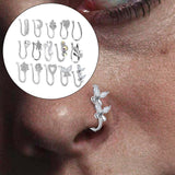 Maxbell 18 Pieces Fake Nose Rings U Shaped Nose Clip Body Jewelry Gifts Fashion Silver