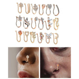 Maxbell 18 Pieces Fake Nose Rings U Shaped Nose Clip Body Jewelry Gifts Fashion Rose Gold