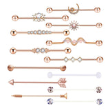 Maxbell 13x Industrial Barbell Earrings Straight Barbell for Women Men Stud Earrings