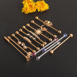 Maxbell 13x Industrial Barbell Earrings Straight Barbell for Women Men Stud Earrings