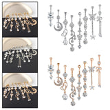 Maxbell 8x Fashion Belly Button Rings Women Dangling Body Piercing Jewelry Rose Gold