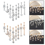 Maxbell 8x Fashion Belly Button Rings Women Dangling Body Piercing Jewelry Rose Gold