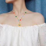 Maxbell Women Simulated Turquoises Stone Pendant Necklace Gifts for Girls Jewellery