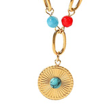 Maxbell Women Simulated Turquoises Stone Pendant Necklace Gifts for Girls Jewellery