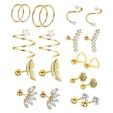 Maxbell Stud Earrings Smooth Geometric Feather 20 Pieces for Christmas Day Wedding