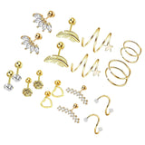 Maxbell Stud Earrings Smooth Geometric Feather 20 Pieces for Christmas Day Wedding