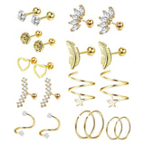 Maxbell Stud Earrings Smooth Geometric Feather 20 Pieces for Christmas Day Wedding