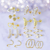 Maxbell Stud Earrings Smooth Geometric Feather 20 Pieces for Christmas Day Wedding