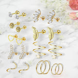 Maxbell Stud Earrings Smooth Geometric Feather 20 Pieces for Christmas Day Wedding