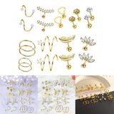 Maxbell Stud Earrings Smooth Geometric Feather 20 Pieces for Christmas Day Wedding