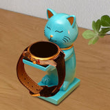 Maxbell Watch Display Stand Figurine Model for Watch Necklace Home office Blue Cat