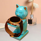 Maxbell Watch Display Stand Figurine Model for Watch Necklace Home office Blue Cat